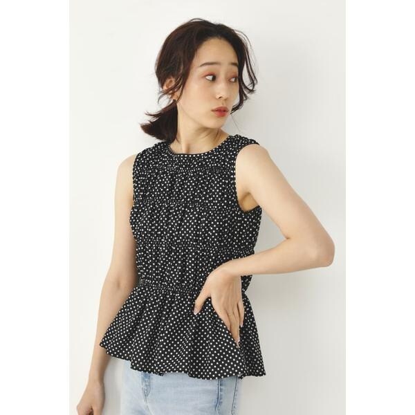 TODAYFUL/トゥデイフル パイピング シャーリング ノースリーブブラウス シャーリングノースリーブブラウス TODAYFUL/トゥデイフル パイピング