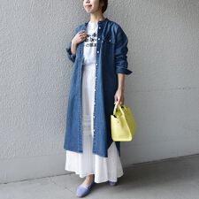 SHIPS any： バンドカラー デニム シャツワンピース 