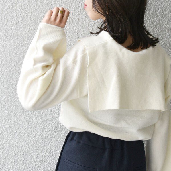 ■美品◆シップス◆ビックカラー ロングスリーブ ニット プルオーバー SHIPS any： ビックカラー ロングスリーブ ニット プル