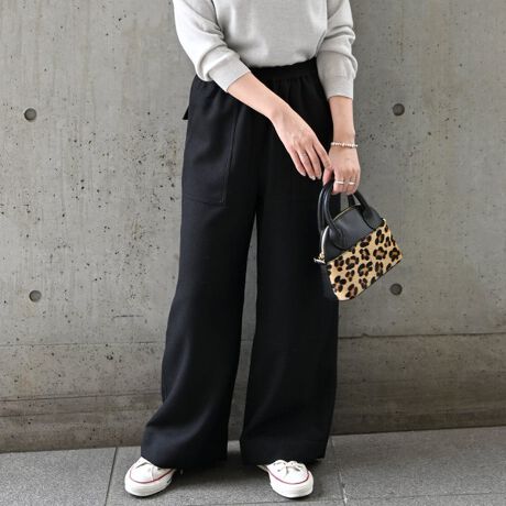 ブルーレーベルウールライクツイルガウチョパンツブラックサイズ38  