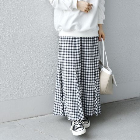 SHIPS any： ブライトチェック マーメイド スカート  