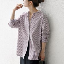 SHIPS any:〈洗濯機可能〉REPREVE バンド カラー シャツ