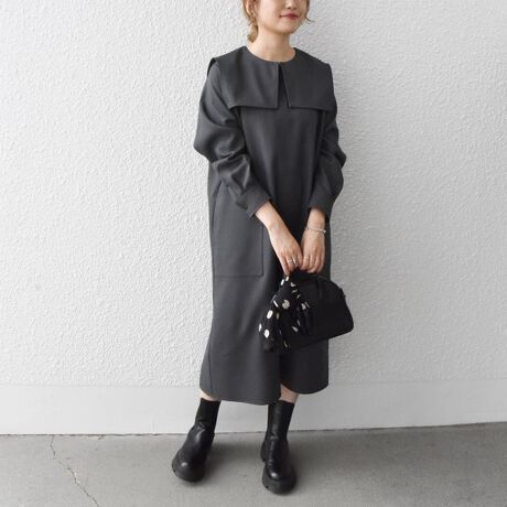 SHIPS any:〈ウォッシャブル〉ウール ライク セーラー カラー  