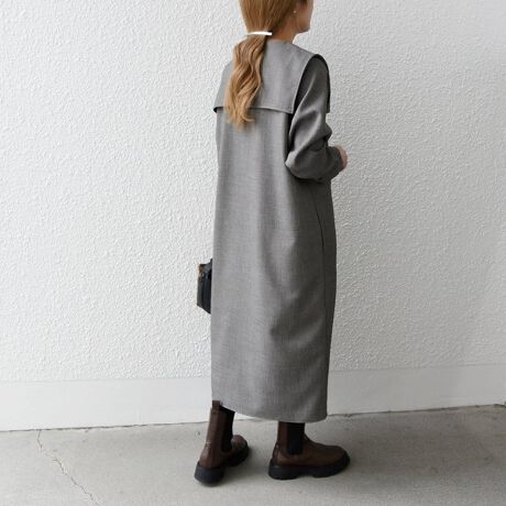 SHIPS any:〈ウォッシャブル〉ウール ライク セーラー カラー  