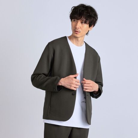 ウールハニカムノーカラージャケット / オーガニックコットン  