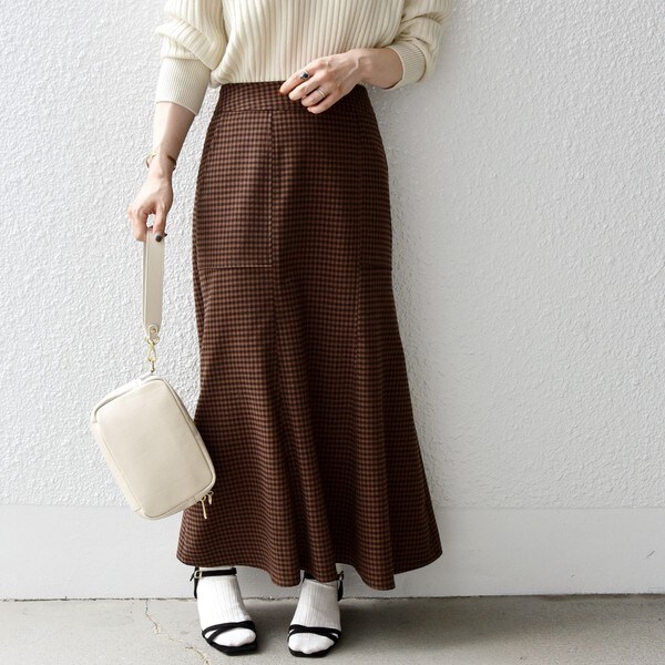 SHIPS any：〈ウォッシャブル〉ミニ チェック フレア スカート