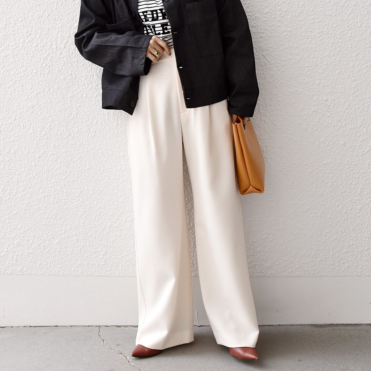 SHIPS any:〈ウォッシャブル〉ウール ライク サイド シーム ワイド