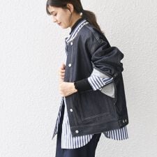 SHIPS any: ノーカラー デニム ブルゾン［SHIPS any DENIM］