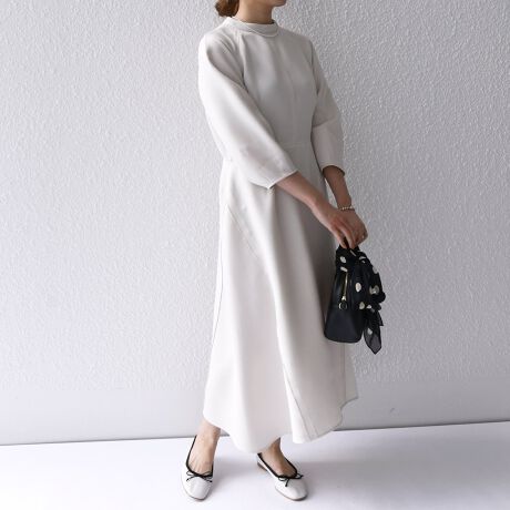 SHIPS any:〈洗濯機可能〉ダブルクロス シーム ワンピース［NAVY BLUE  