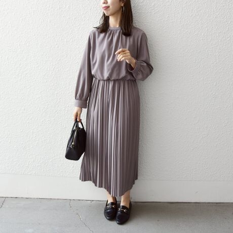 SHIPS any:〈洗濯機可能〉ジョーゼット プリーツ バイカラー  