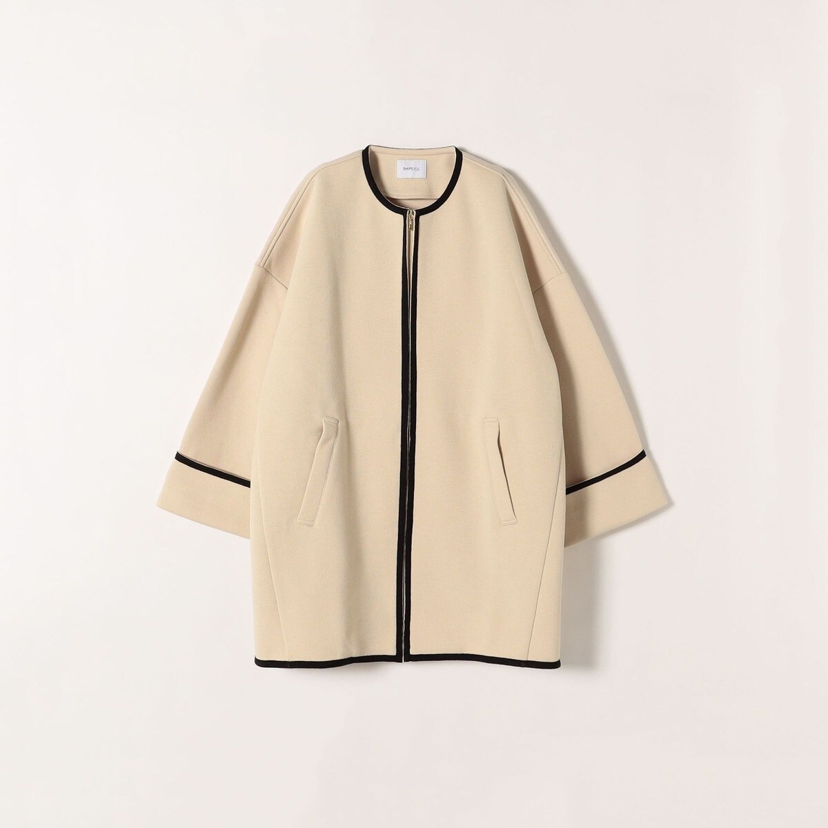 SHIPS any ジャージー パイピング ノーカラー コート SHIPS any:〈UVカット〉ジャージー パイピング ノーカラー