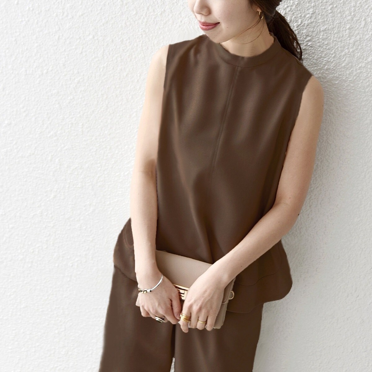 [シップス エニィ] レディース パンツ 洗濯機可能 ノースリーブ ブラウス & ジョグ パンツ セットアップ レディース 724510092 オレンジ ONE SIZE セットアップ SHIPS any:「洗濯機可能」リネンライク ジレ ワンピース × イージー パンツ セットアップ レディース