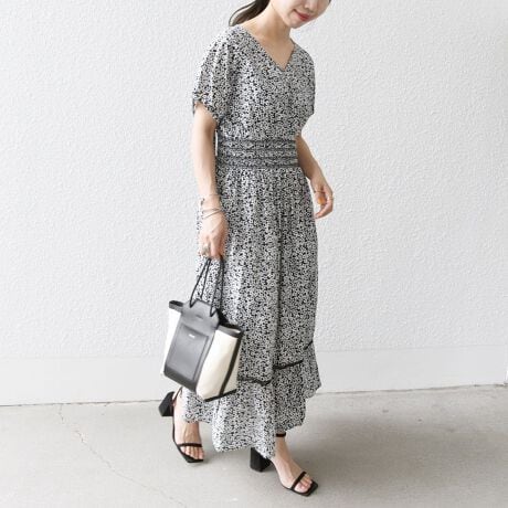 SHIPS any:〈洗濯機可能〉カラー シャーリング ティアード ワンピース 