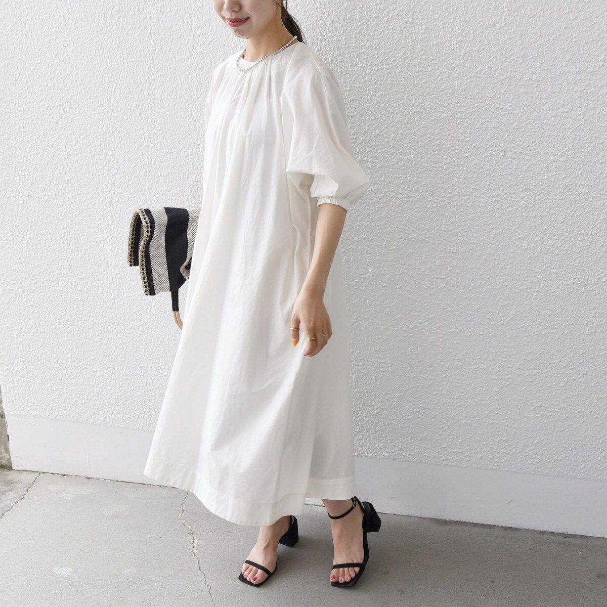 SHIPS any:〈洗濯機可能〉コットン ギャザー パフ ワンピース