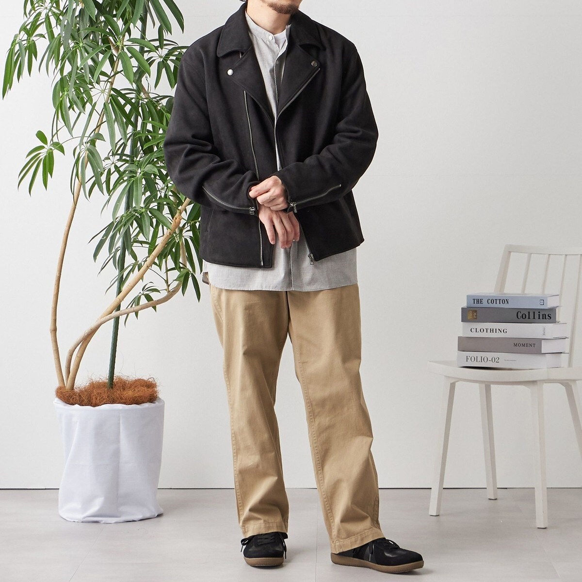 SHIPS any: フェイク スエード (ポリエステル) ダブルライダース