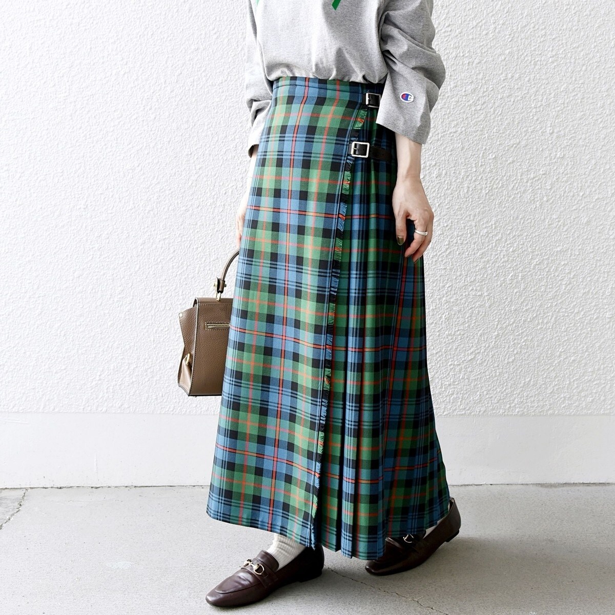 美品【SHIPS any別注】GLEN FYNE: プリーツ ラップ スカート SHIPS any別注】GLEN FYNE: プリーツ ラップ スカート