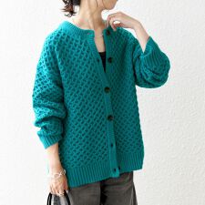 SHIPS any:〈手洗い可能〉ハニカム ローゲージ ニット カーディガン