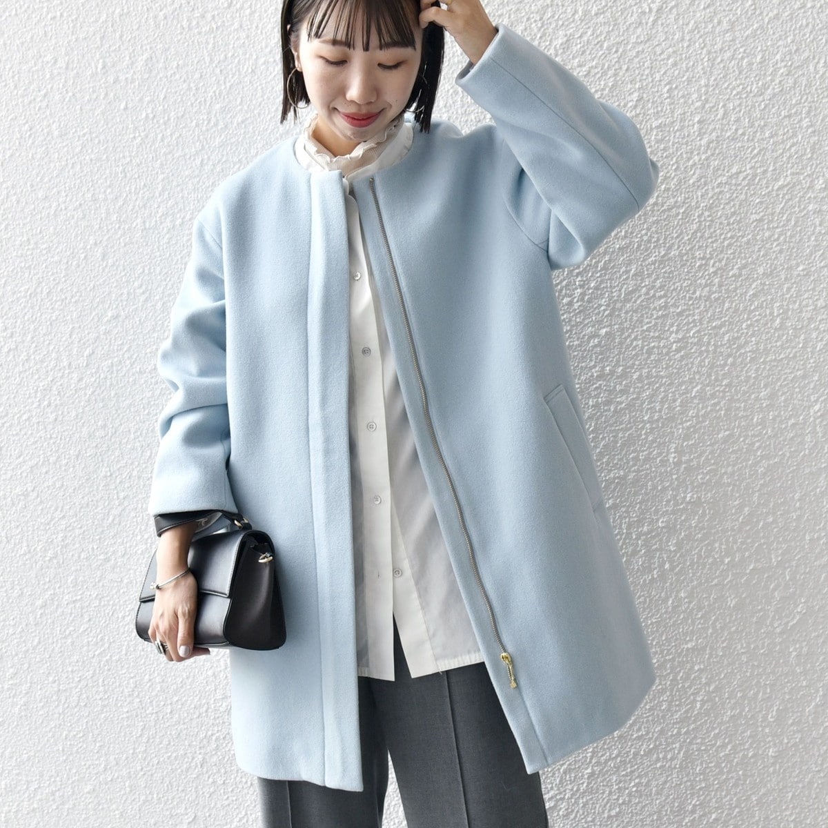Ships any シップス　ウールコート　Pコート　PONTETORTO セール】 quaranciel: PONTETORTO フラット カラー ロング