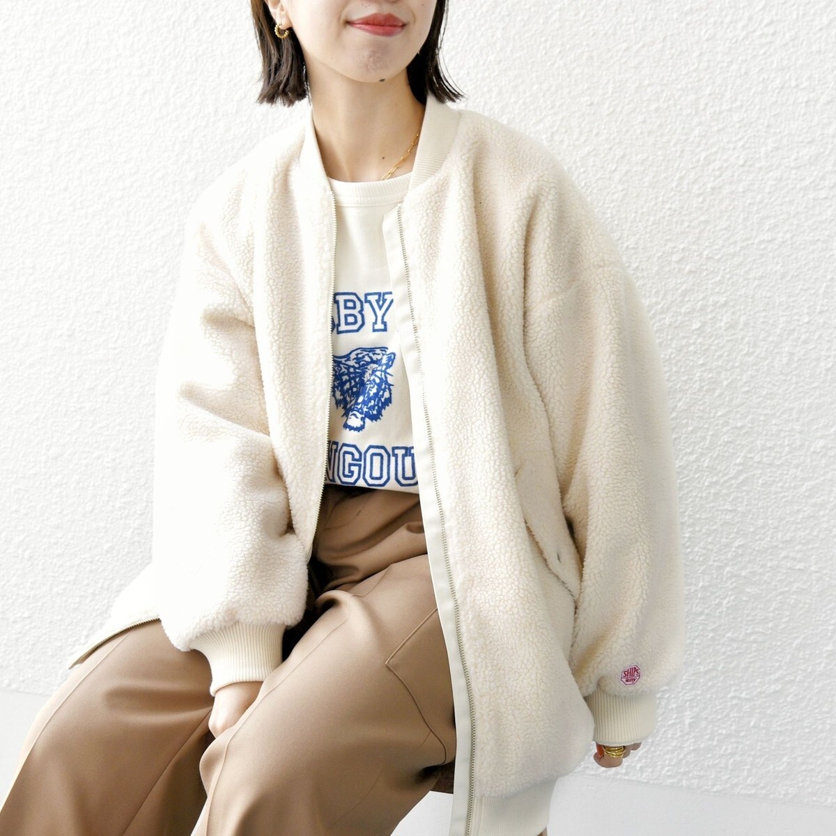 SHIPS any: ボア コクーン ジップ ブルゾン | シップス エニィ(SHIPS