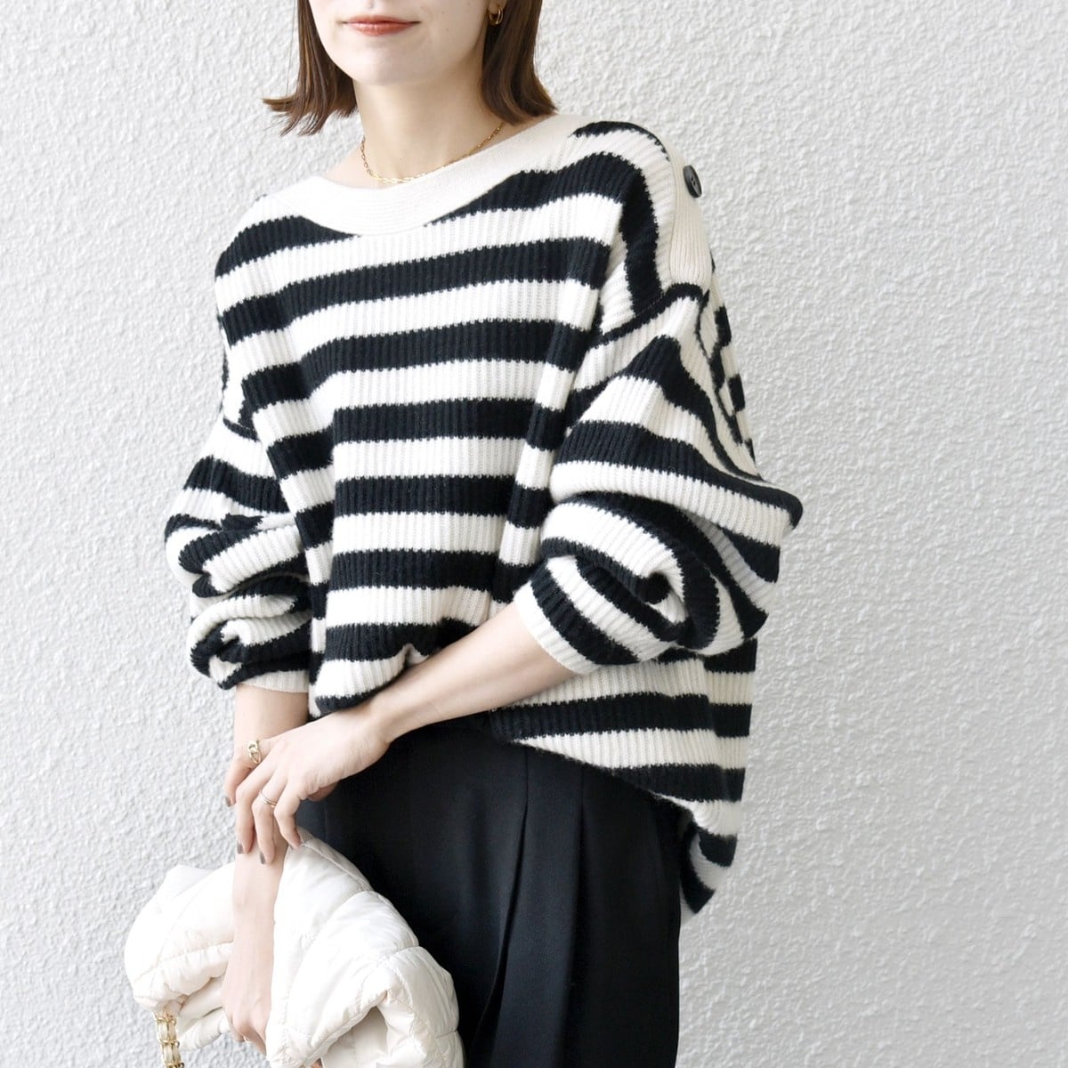 SHIPS any: AQUA カシミヤ ミックス ボートネック ニット プルオーバー