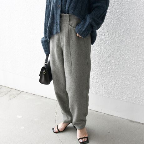 SHIPS any:〈洗濯機可能〉ウールライク ルーズ カーブ パンツ  