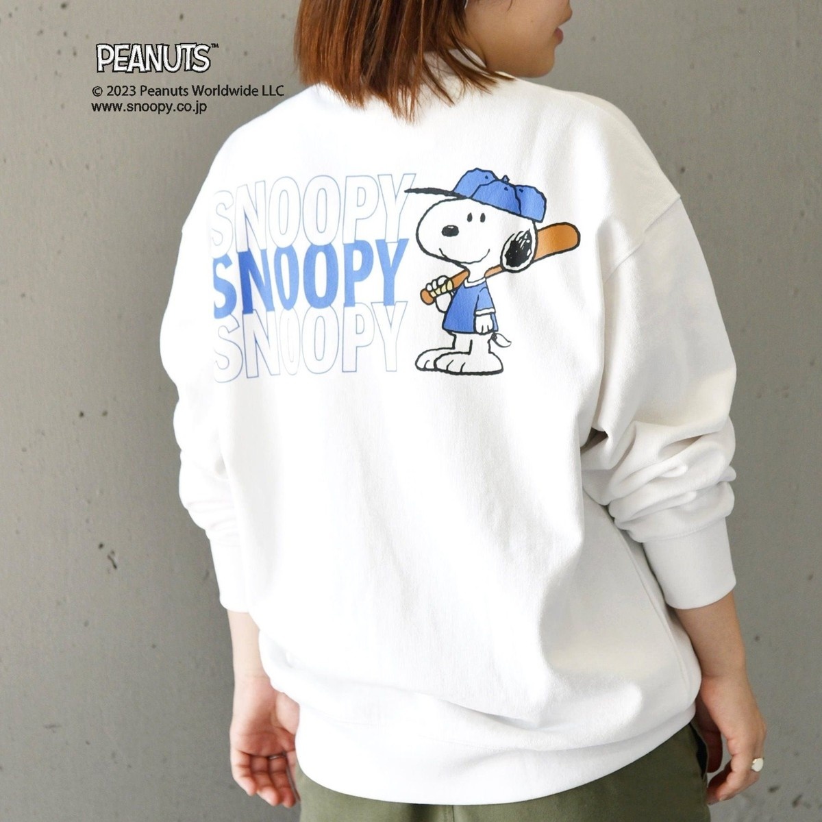 SHIPS any: SNOOPY コラボ ワンポイント バックプリント スウェット