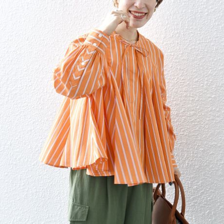 SHIPS any:〈手洗い可能〉ストライプ コンパクト サーキュラー 