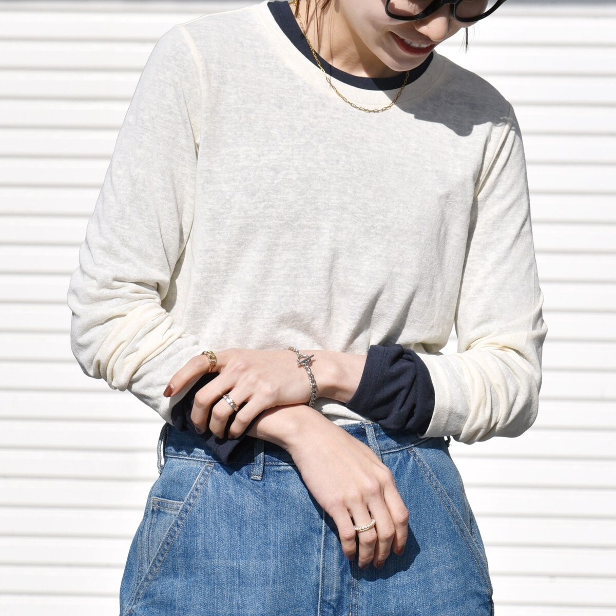 tシャツ SHIPS any:「洗濯機可能」インレイ ロングスリーブ コンパクト