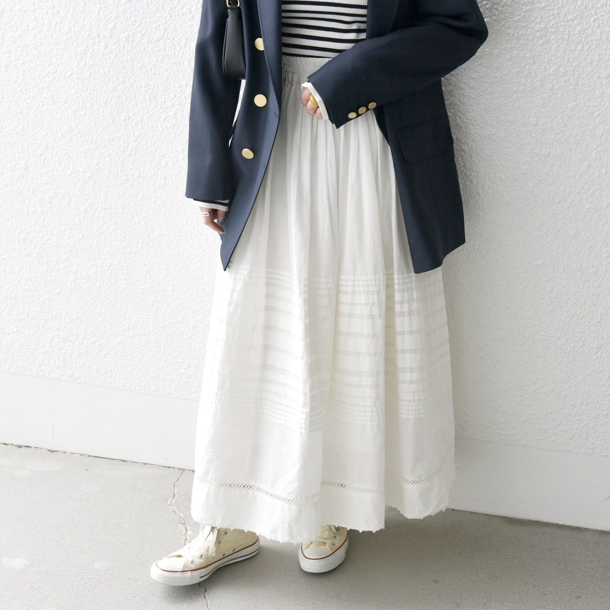 SHIPS any:〈手洗い可能〉キャンブリック タック ギャザー スカート