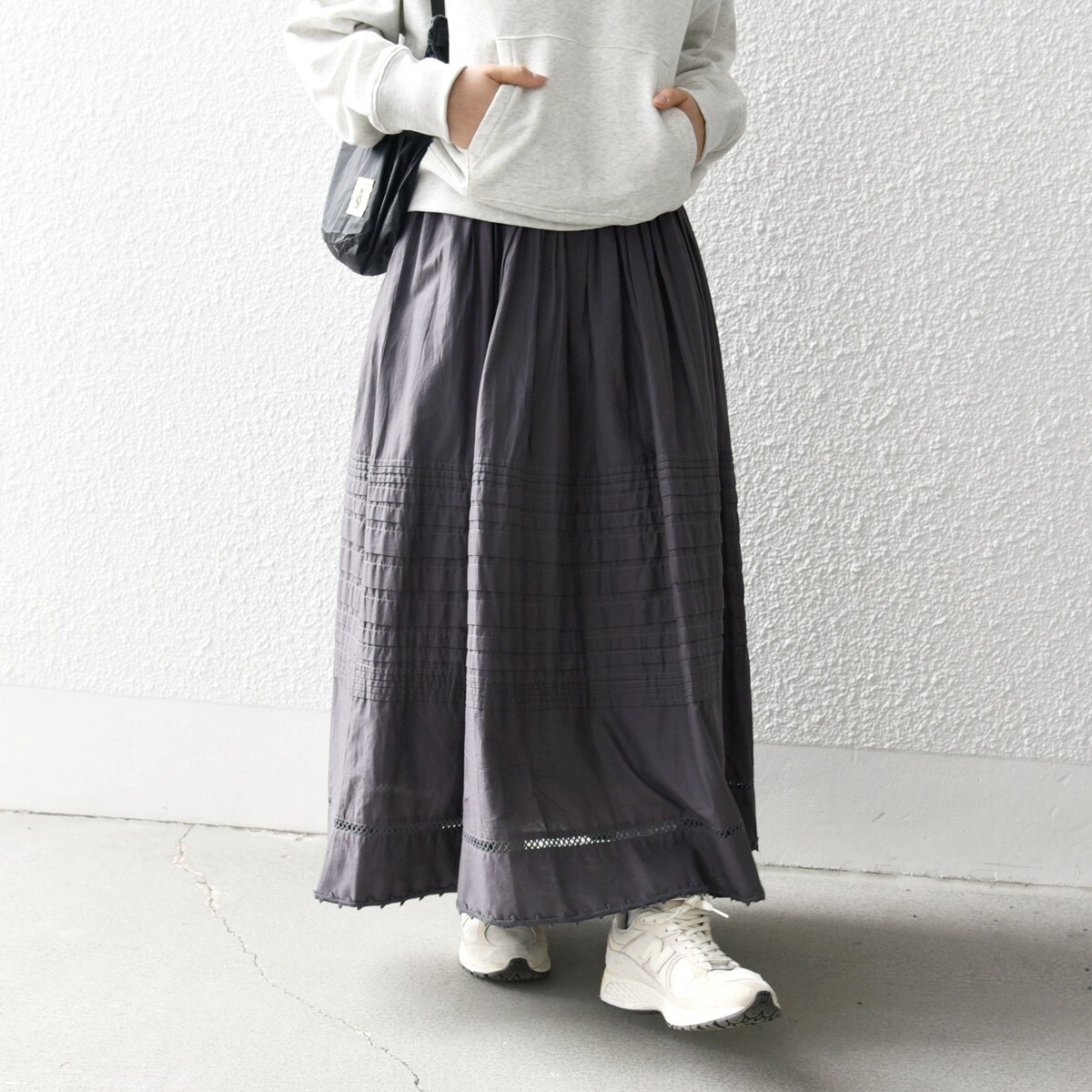 SHIPS any:〈手洗い可能〉キャンブリック タック ギャザー スカート