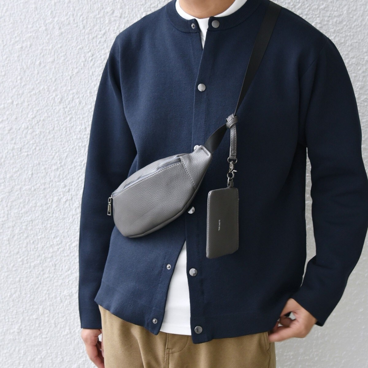 シップス エニィ（SHIPS any）/SHIPS any: スプリット レザー ボディバッグ (カードケース付き) 25AW◇ SHIPS any: スプリット レザー ボディバッグ (カードケース付き