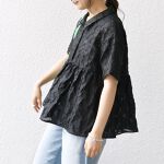 SHIPS any:〈手洗い可能〉シアー ジャカード ペプラム シャツ 