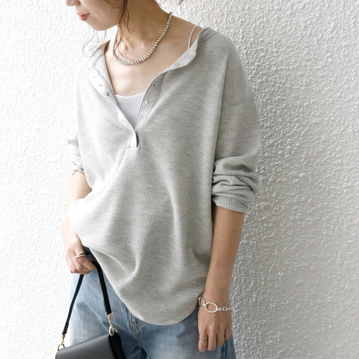 SHIPS any:〈洗濯機可能〉ワッフル レースアップ ラウンドヘム プル