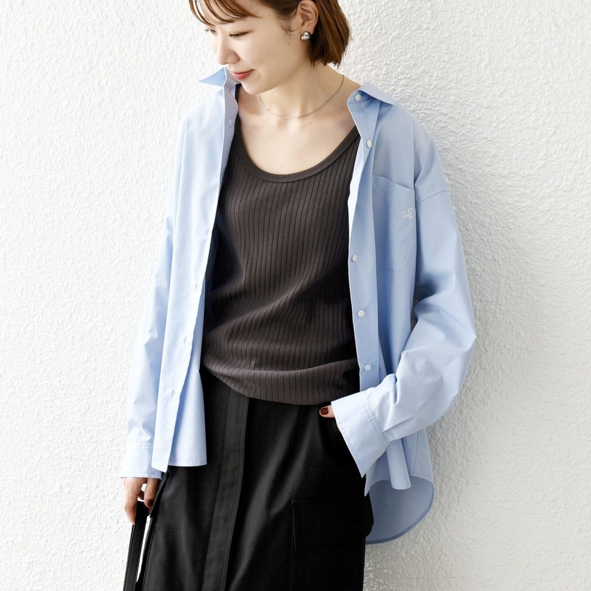 SHIPS any REPREVE レギュラーカラー ルーズ ポケット シャツ SHIPS any:〈洗濯機可能〉REPREVE レギュラーカラー ルーズ