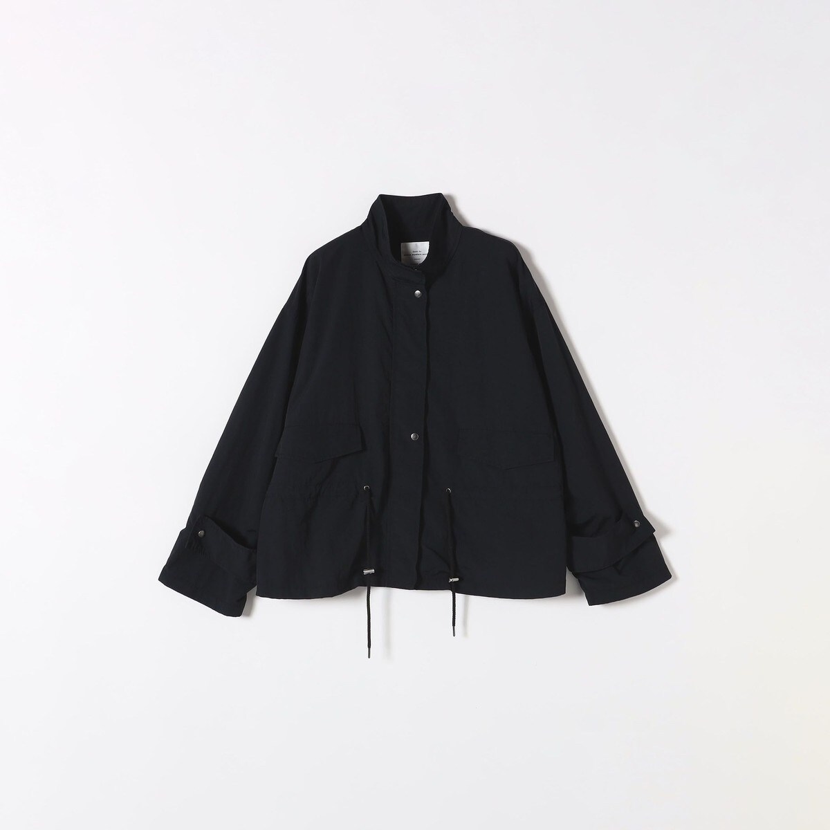 SHIPS any スタンドカラードロストブルゾン　ブラック　撥水　洗濯可能 SHIPS any:〈撥水・洗濯機可能〉スタンドカラー ドロスト ショート