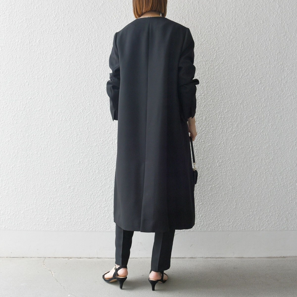 SHIPS any:〈洗濯機可能〉ダブルクロス ノーカラー コート ［NAVY BLUE