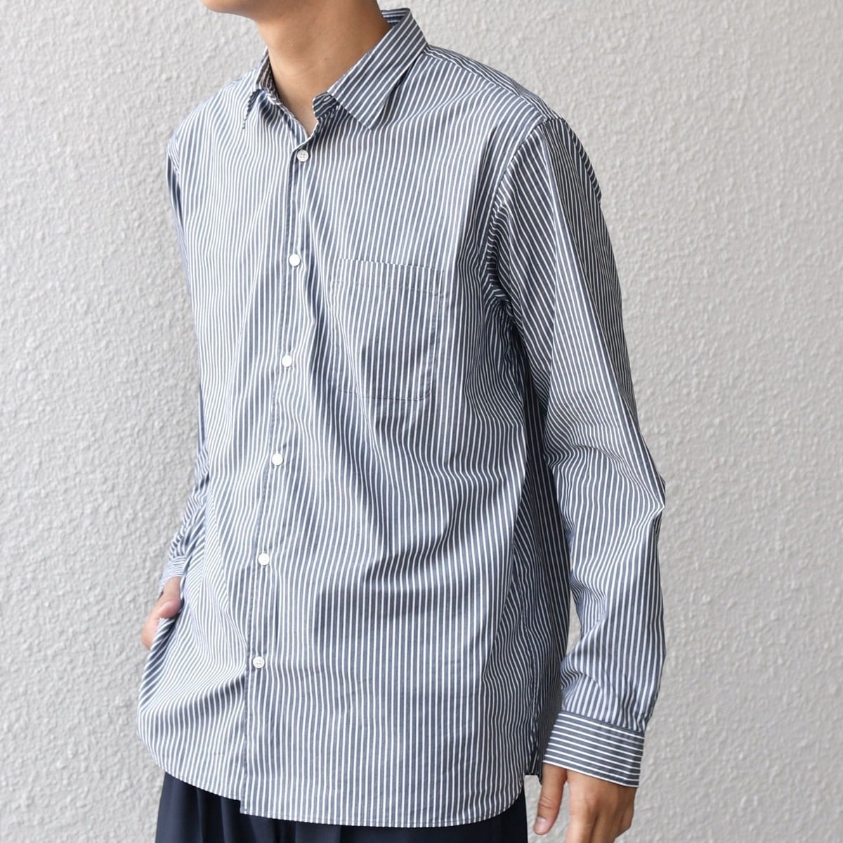 シップス エニィ（SHIPS any）/SHIPS any: ストライプ / ソリッド リラックス レギュラーカラー シャツ 25AW◆ SHIPS any: ストライプ / ソリッド リラックス レギュラーカラー