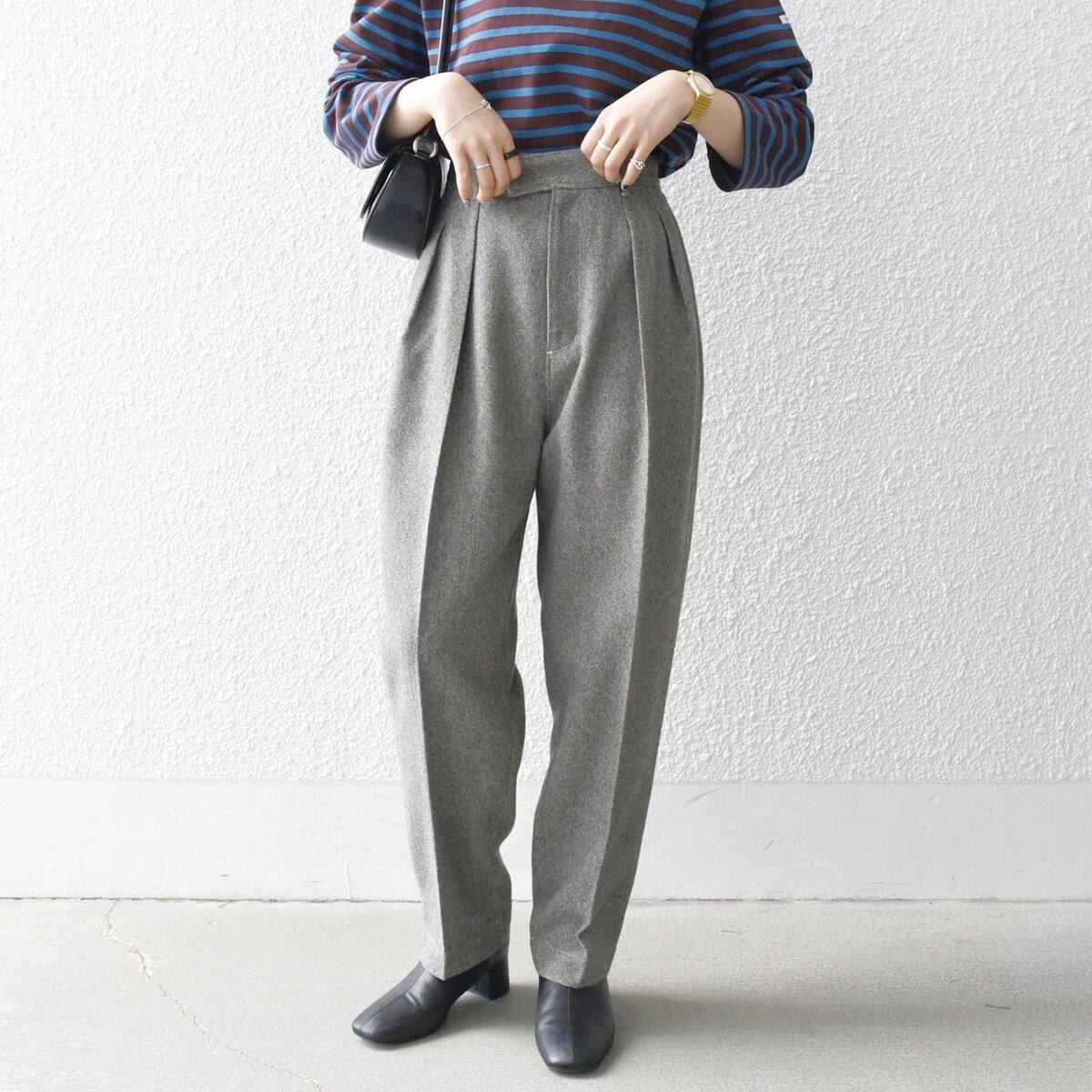 シップス エニィ（SHIPS any）/SHIPS any:〈洗濯機可能〉ウールライク カーブ タック パンツ SHIPS any:〈洗濯機可能〉ウールライク カーブ タック パンツ