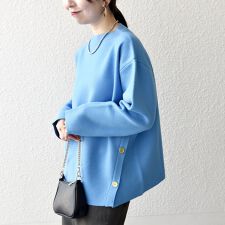 SHIPS any:〈手洗い可能〉ミラノリブ スタンドカラー ニット プルオーバー