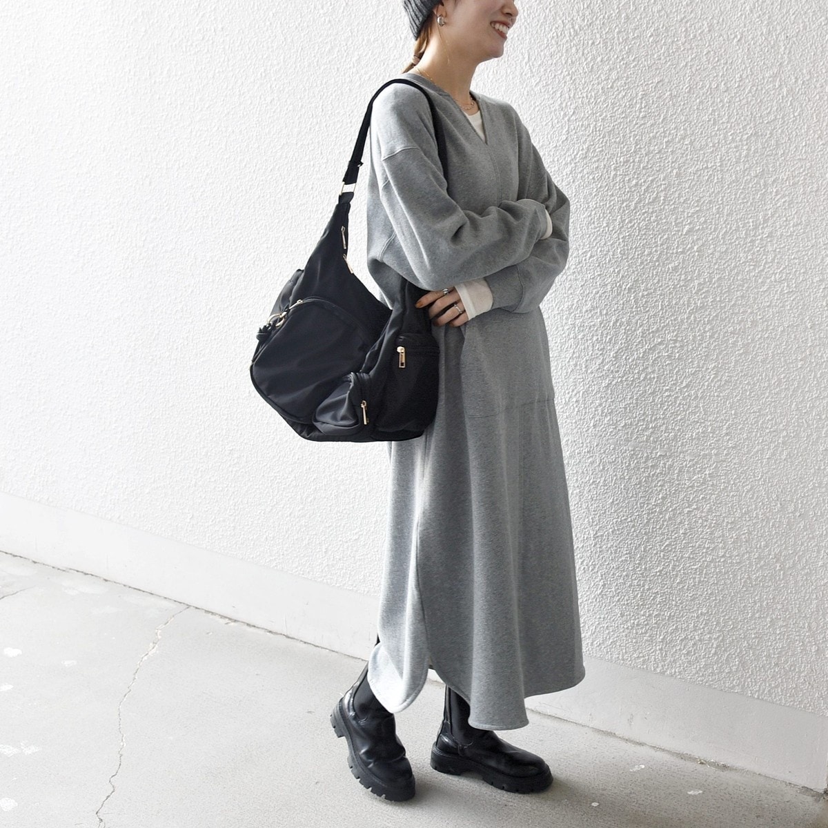 SHIPS any:〈洗濯機可能〉シャーク ピンタック Aライン ワンピース