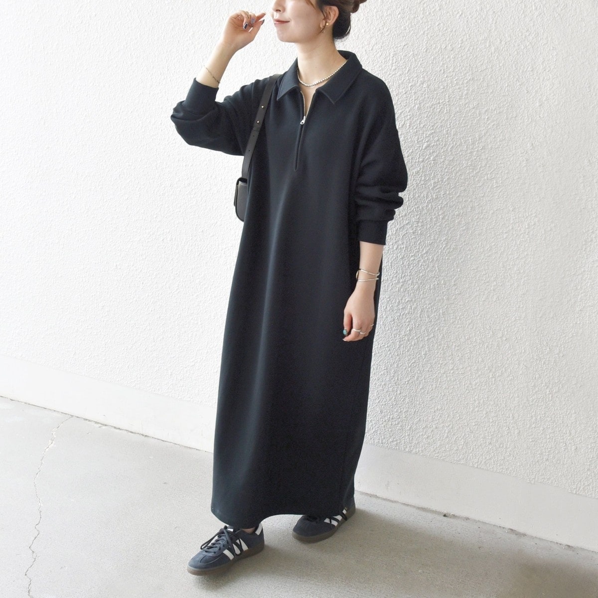 SHIPS any シャーク ピンタック Aライン ワンピース SHIPS any:〈洗濯機可能〉シャーク ピンタック Aライン