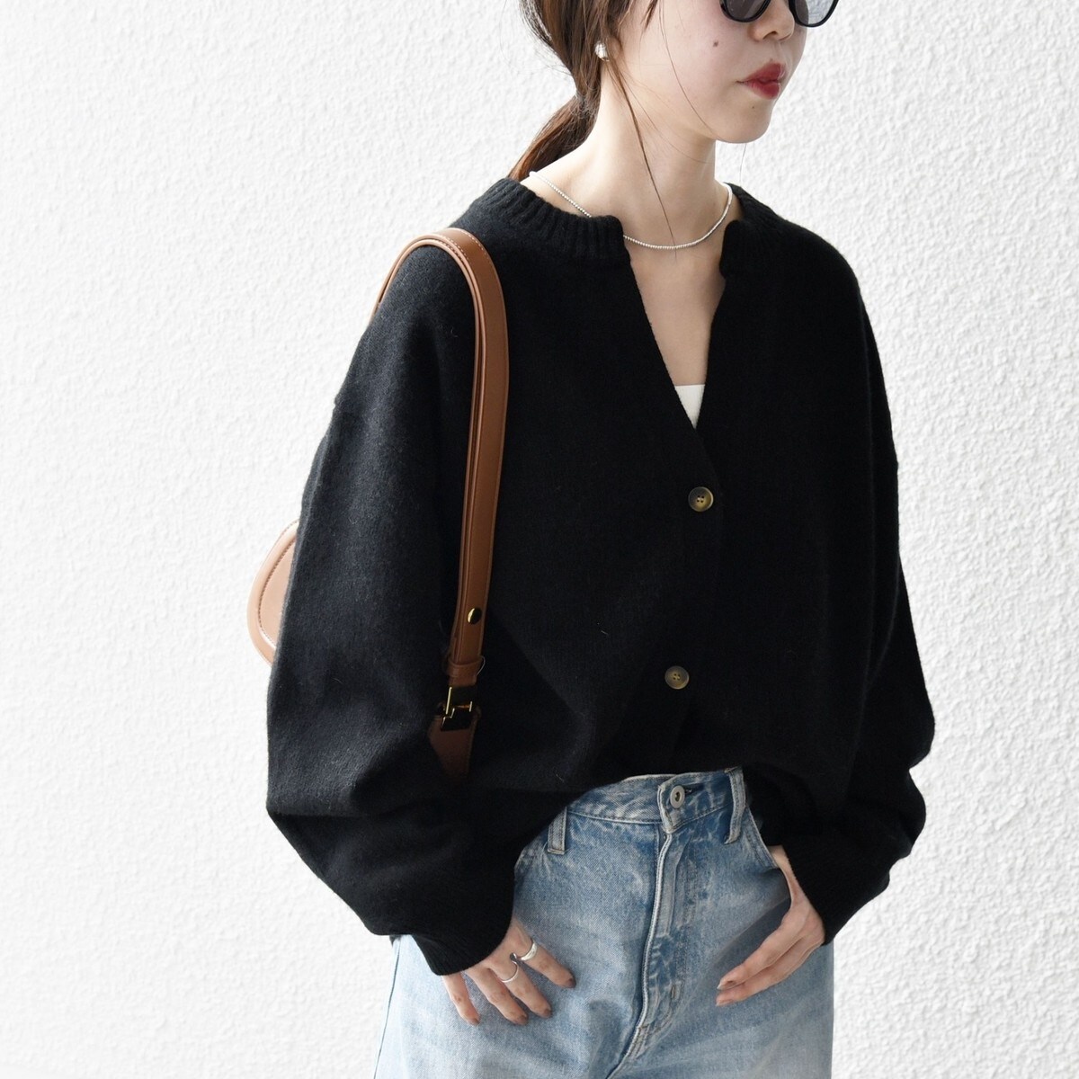 SHIPS any:〈手洗い可能〉AQUA カシミヤ ミックス スキッパー