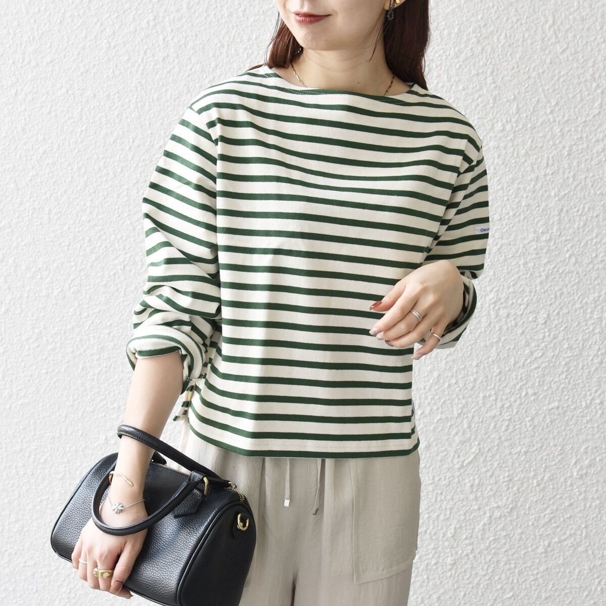 ORCIVAL:〈手洗い可能〉ボートネック ボーダー ロングスリーブ プル