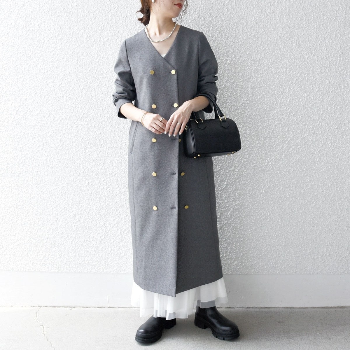 SHIPS any:〈手洗い可能〉ウールライク ダブル ジャケット ワンピース SHIPS any:〈手洗い可能〉ウールライク ダブル ジャケット ワンピース