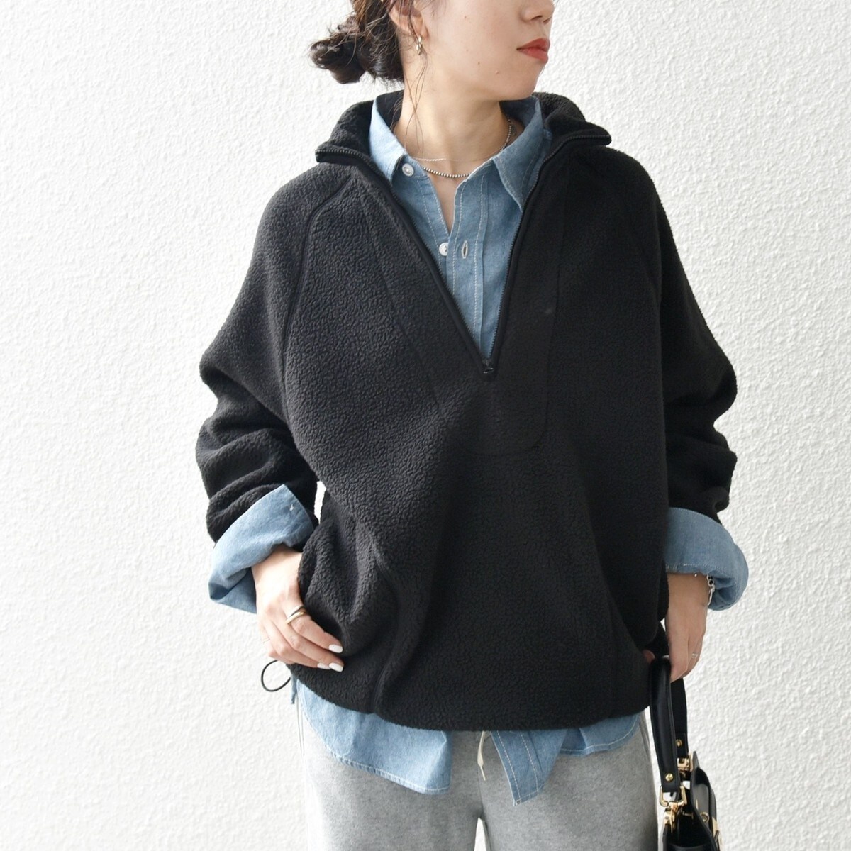 onit ウールボアハーフジップトップス onit ウールボアハーフジップトップス