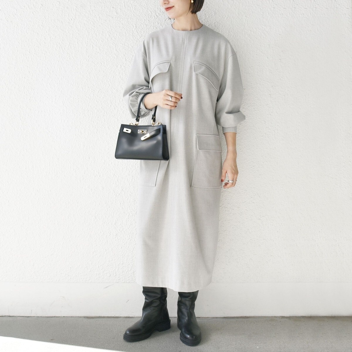 SHIPS any:〈洗濯機可能〉Iライン ポケット デザイン ワンピース