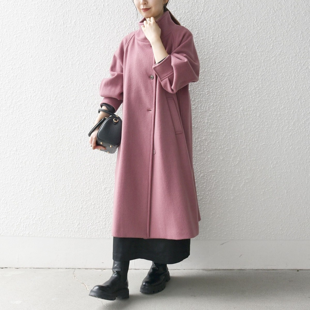 SHIPS any: ノンミュールジングウール スタンドネック ロング コート