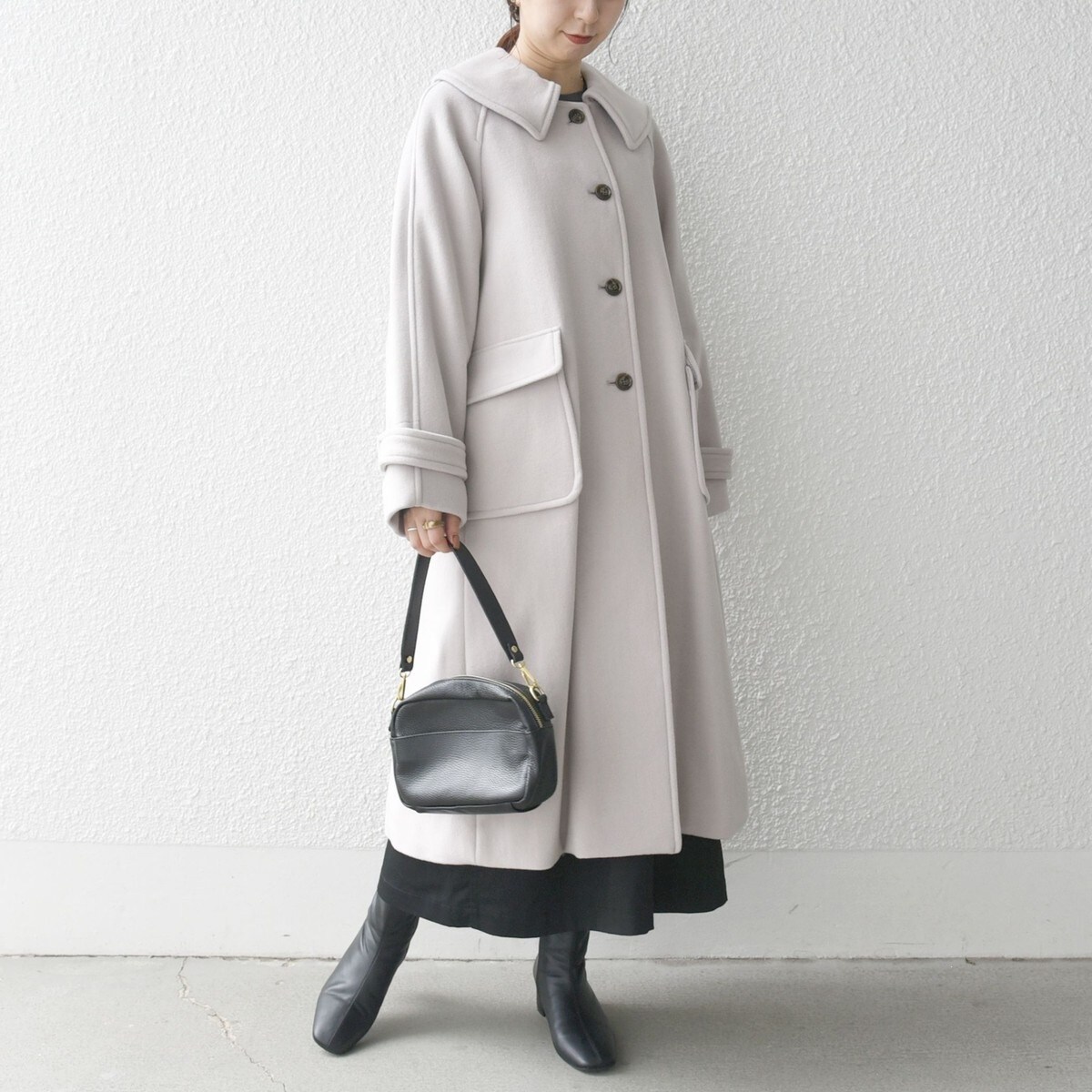 Ships any シップス　ウールコート　Pコート　PONTETORTO SHIPS any: PONTETORTO フラットカラー ロング コート | シップス