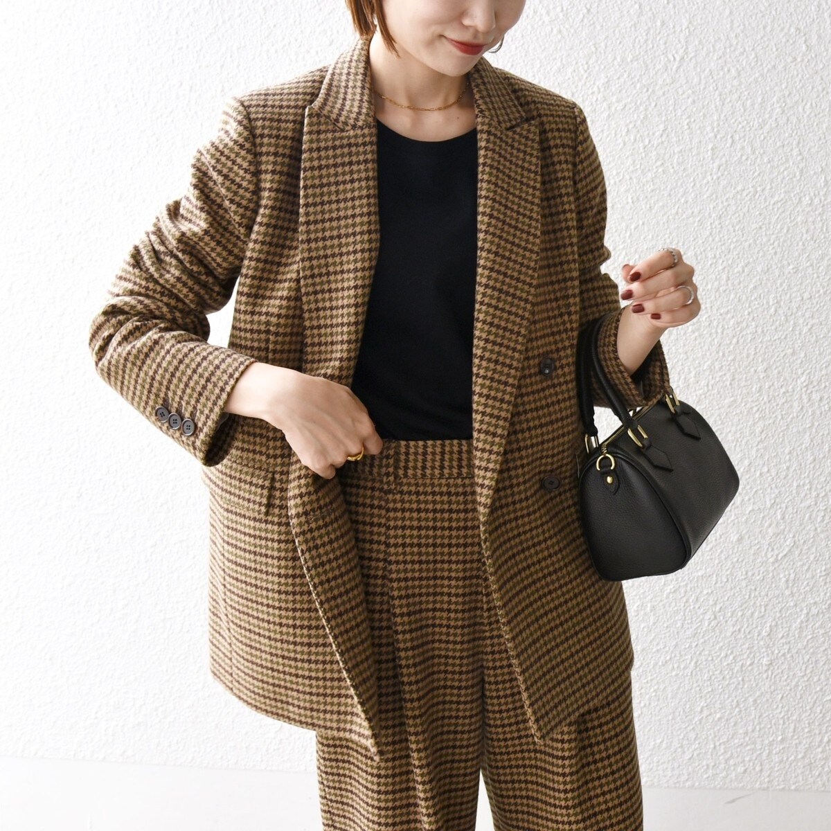 SHIPS any: cafissi ハウンドトゥース ダブル ブレスト ジャケット