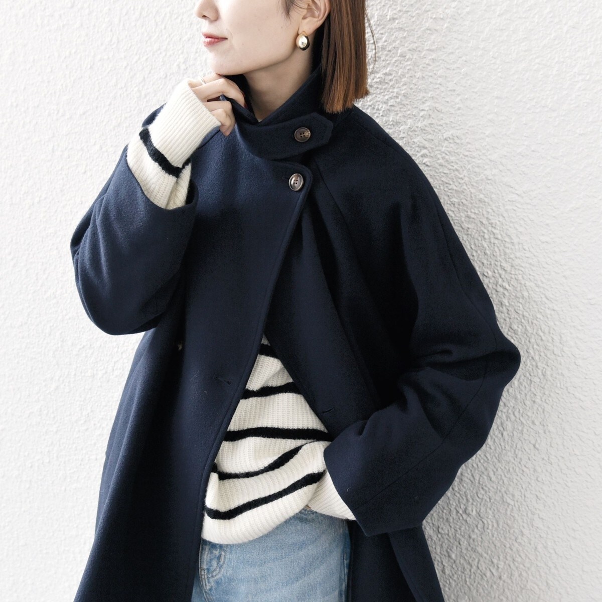 SHIPS any: スタンド & ダブル カラー コート 24FW | シップス エニィ